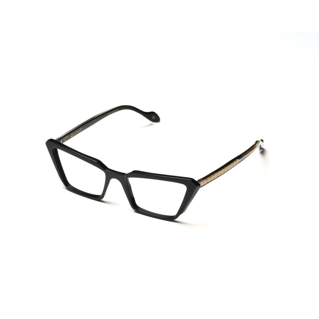Butterfly Glamour-V Angular Cat-Eye Sunglasses with Stylish Gold Accents
