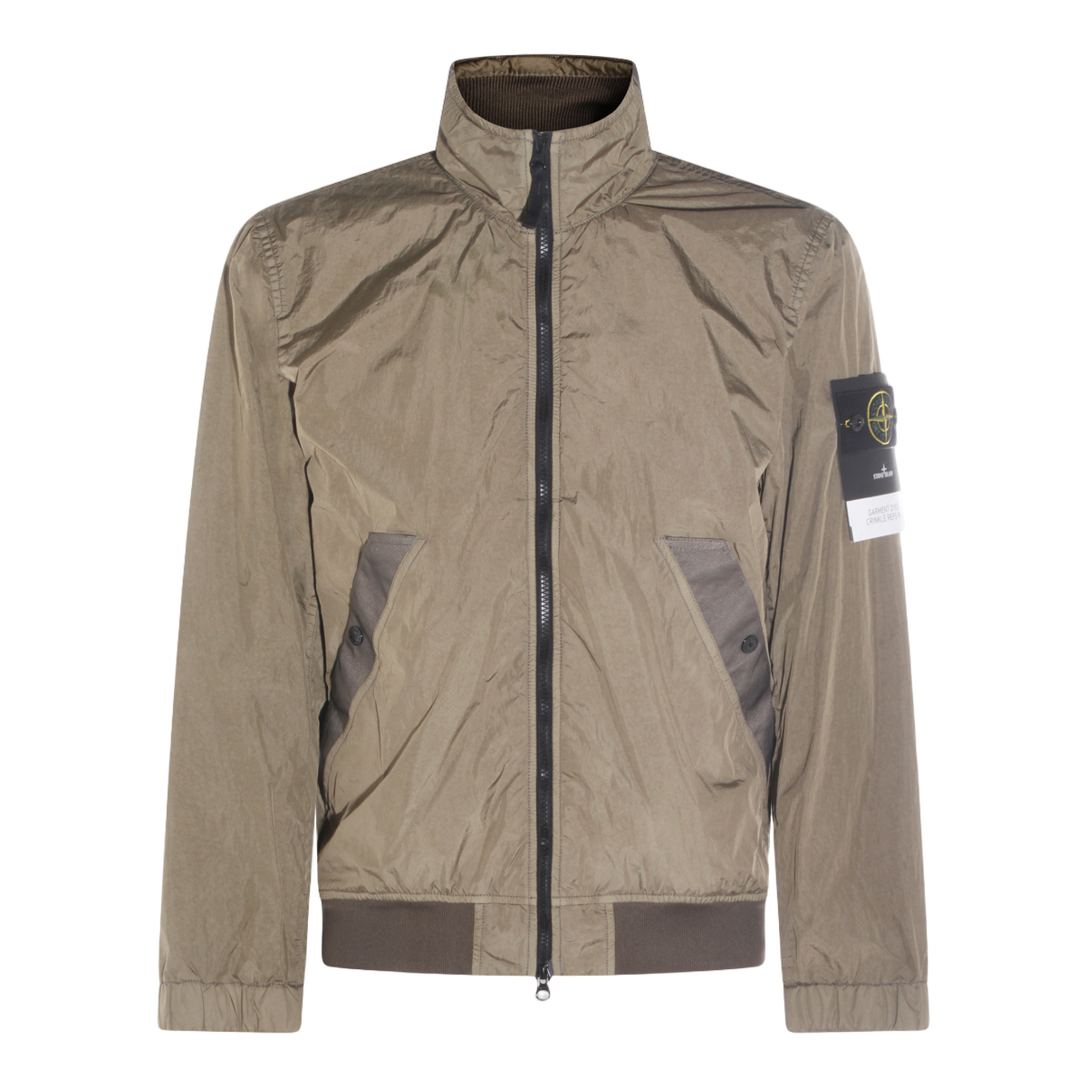 Brown Lightweight Jacket With High Collar And Ribbed Cuffs