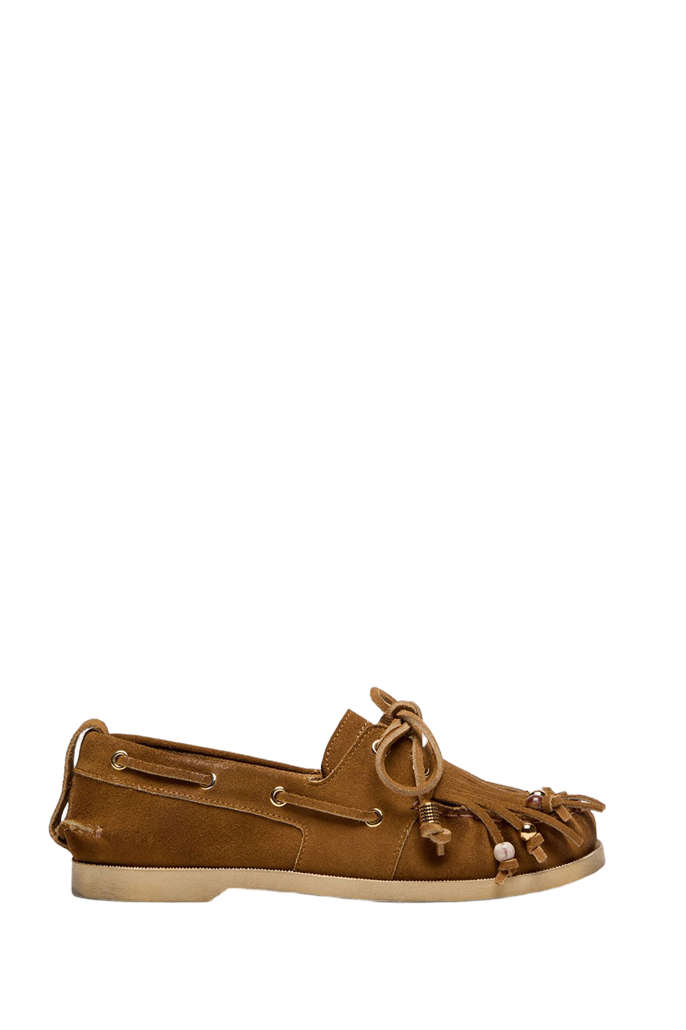 Suede Boat Loafers with Fringes