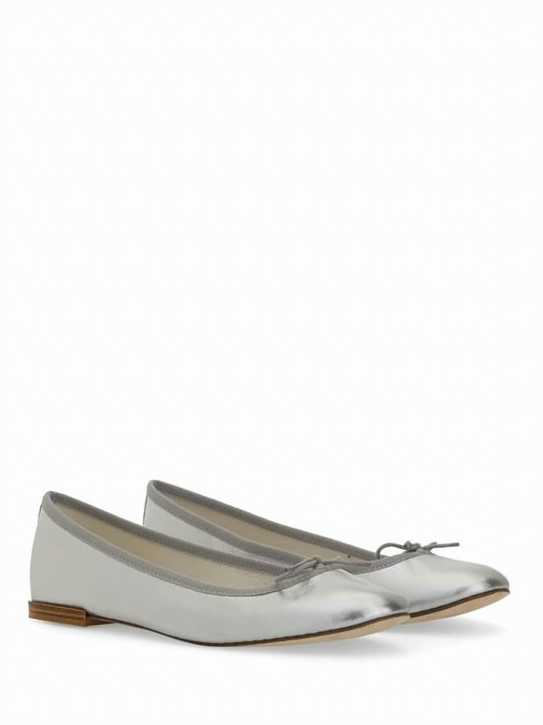 Metallic Silver Calf Leather Ballet Flats