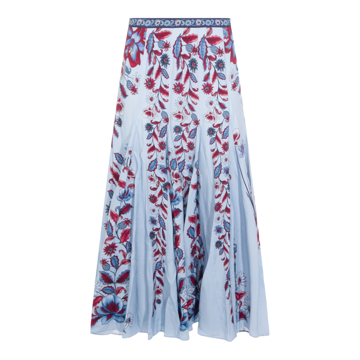 Mid-Length Skirt With Vibrant Floral Abstract Pattern