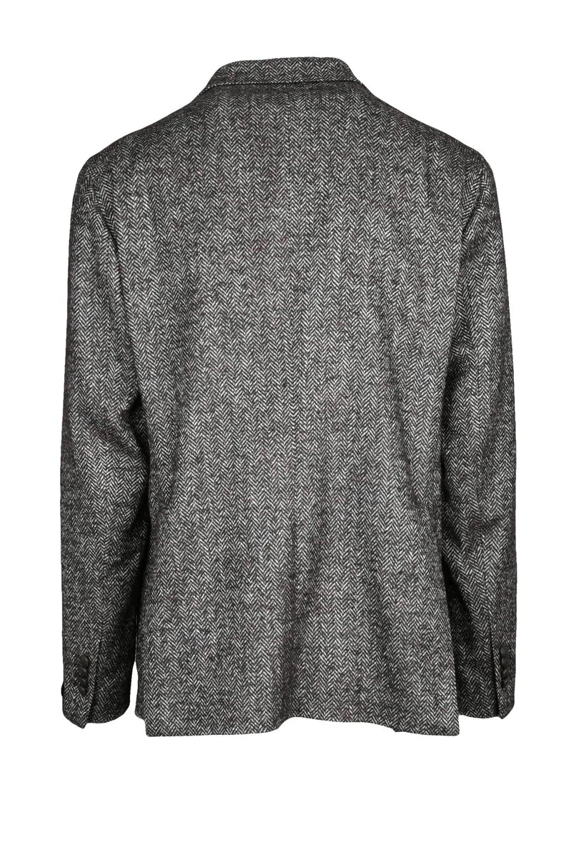 Wool/Alpaca Blazer Jacket - Brown/Black
