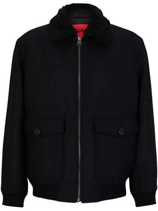 Classic Black Jacket with Structured Silhouette and Cozy Collar