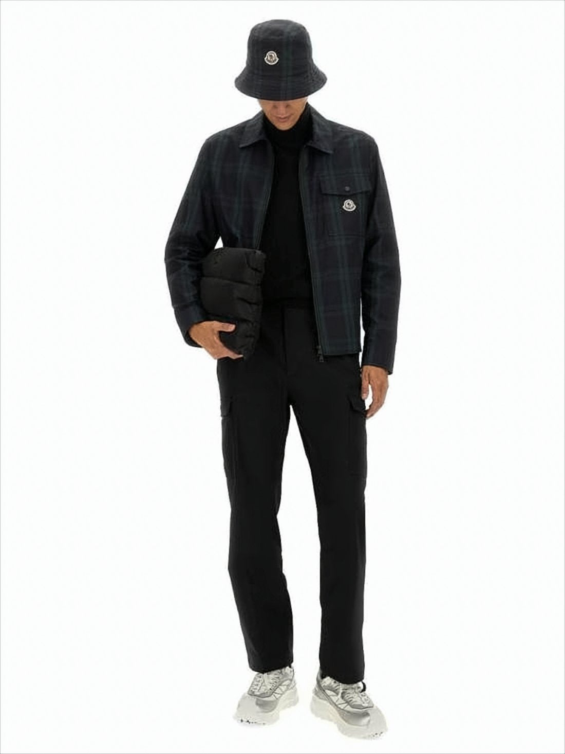 Cropped Dark Plaid Moncler Jacket
