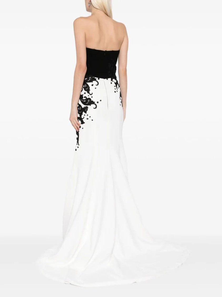 Crepe Mermaid Dress With Embroidery
