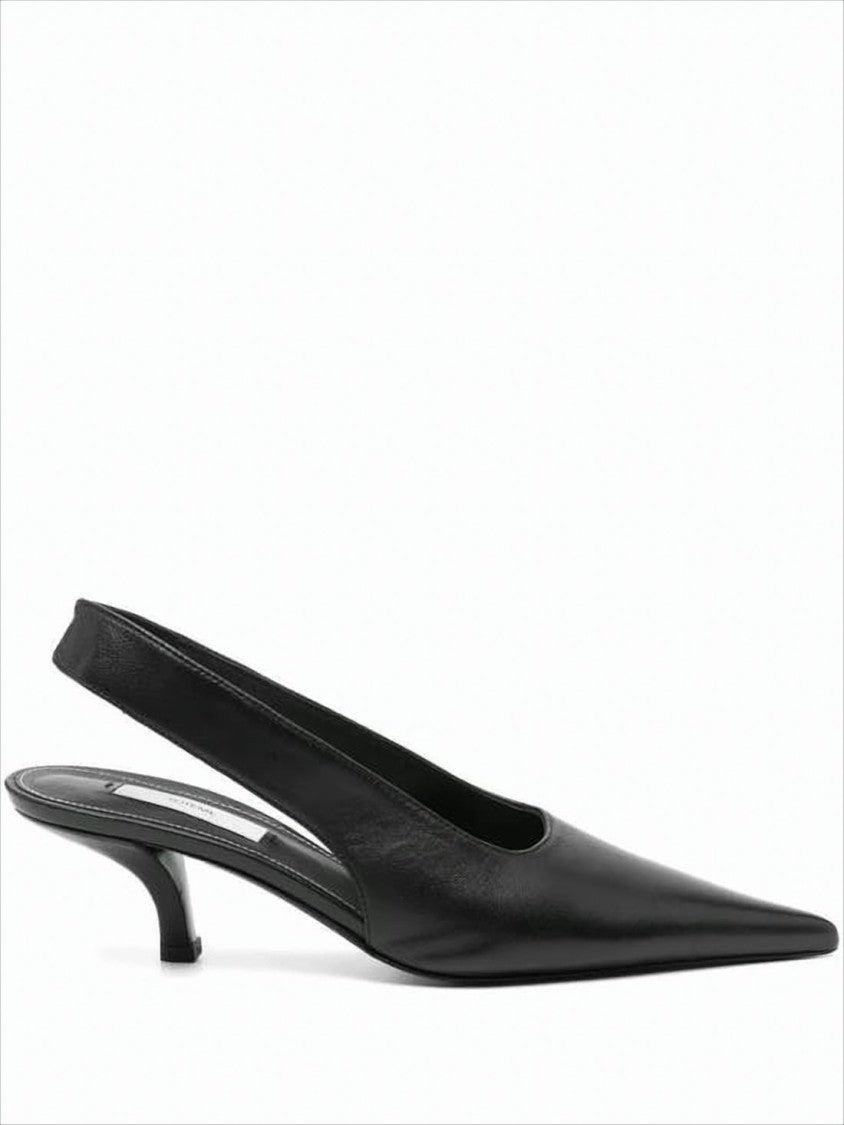 Black Slingback Pumps with Pointed Toe