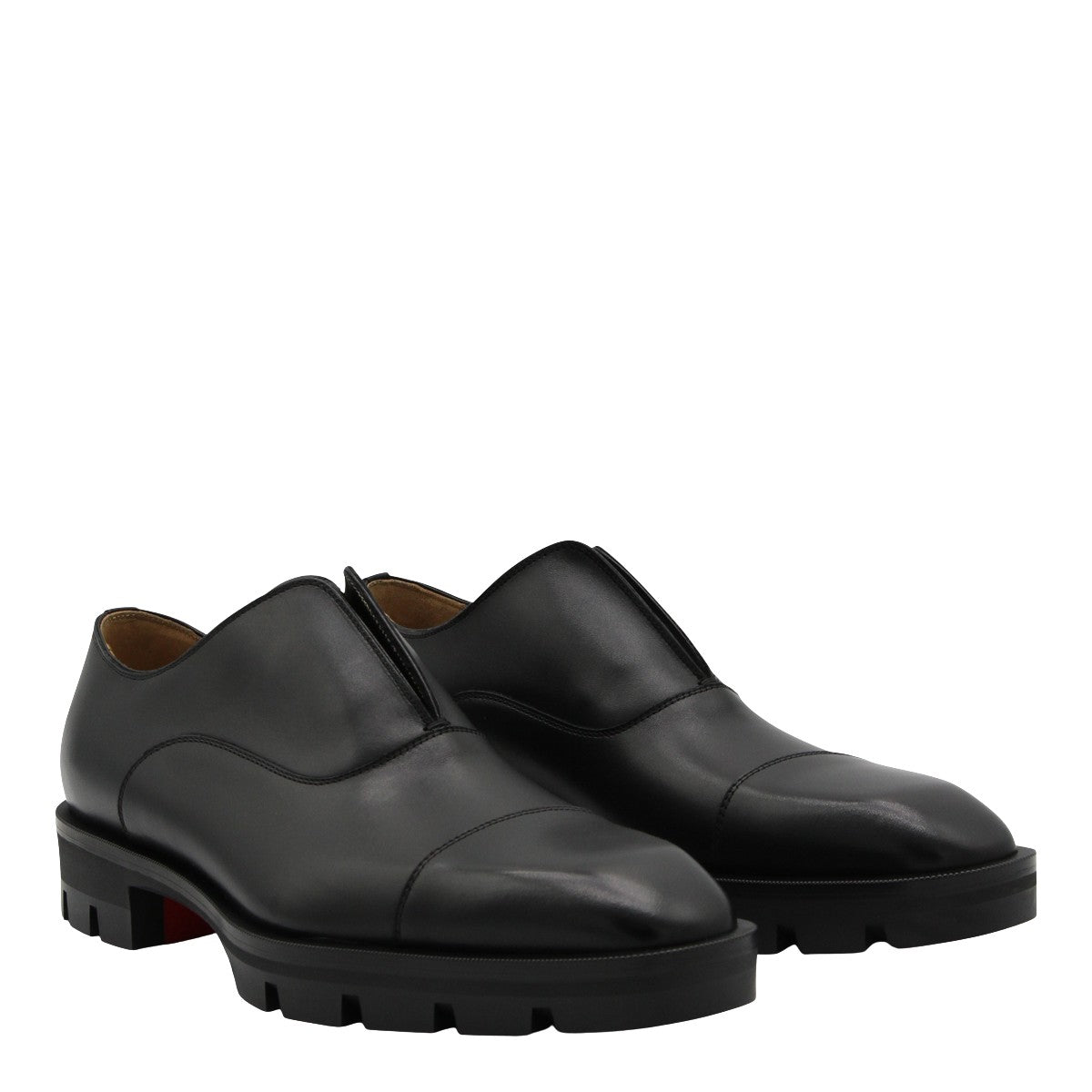 Smooth Black Leather Slip-On Shoes