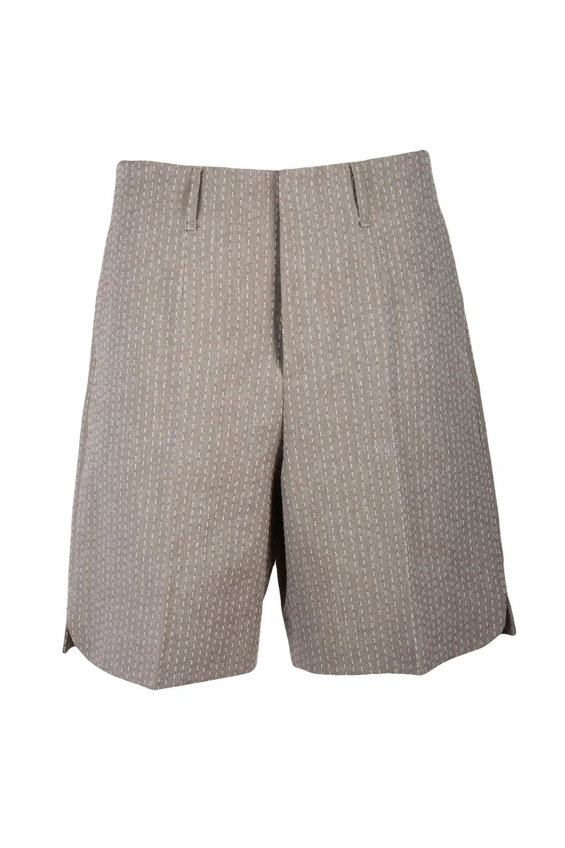 Cotton Linen Bermuda Shorts - Beige