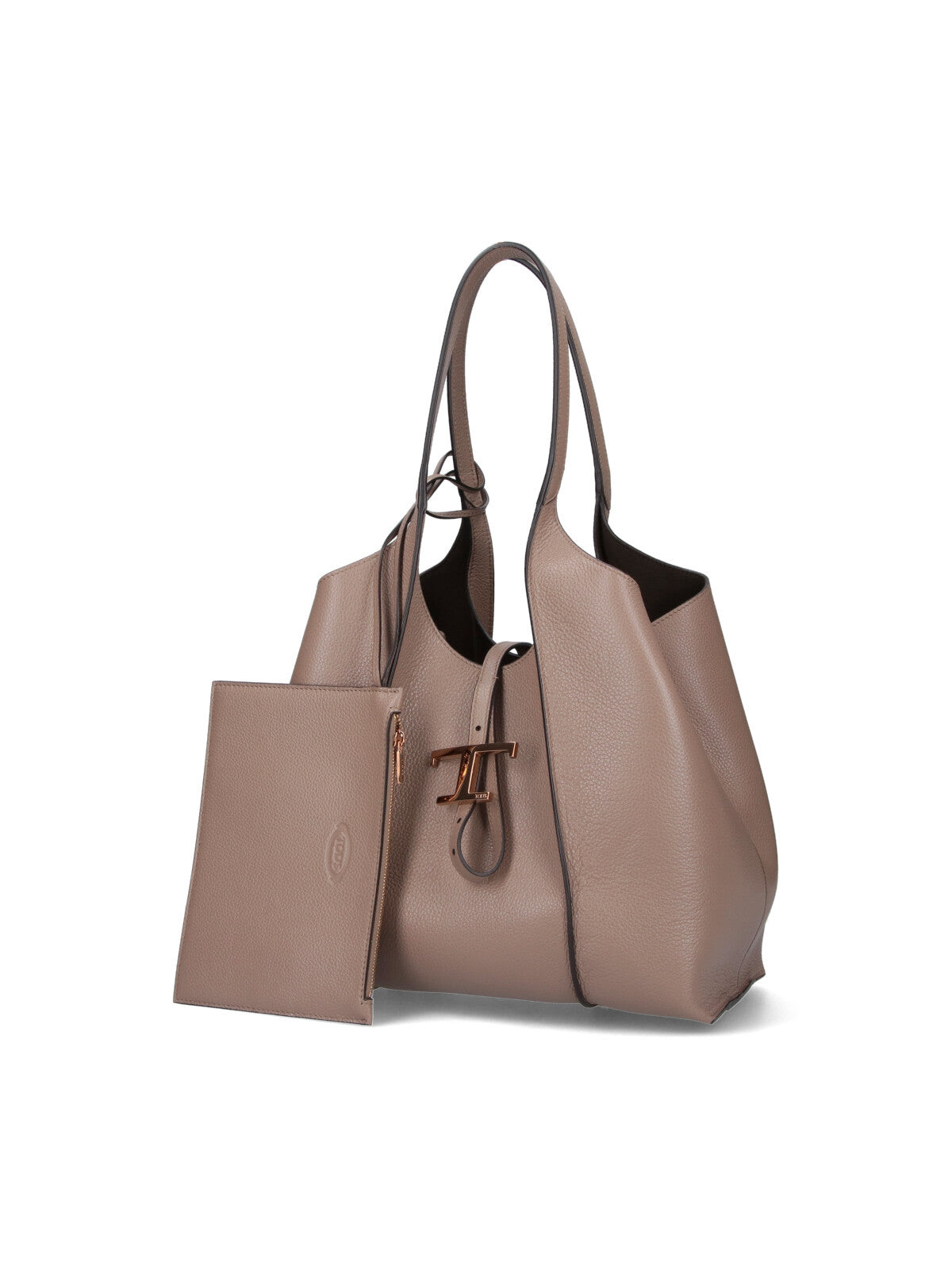 Taupe Leather Tote Bag