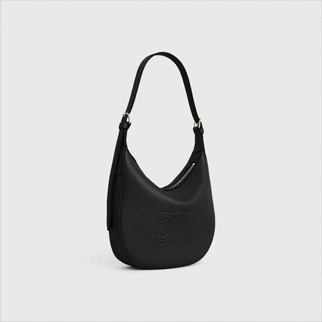 Crescent-Shaped Smooth Calf Leather Shoulder Bag