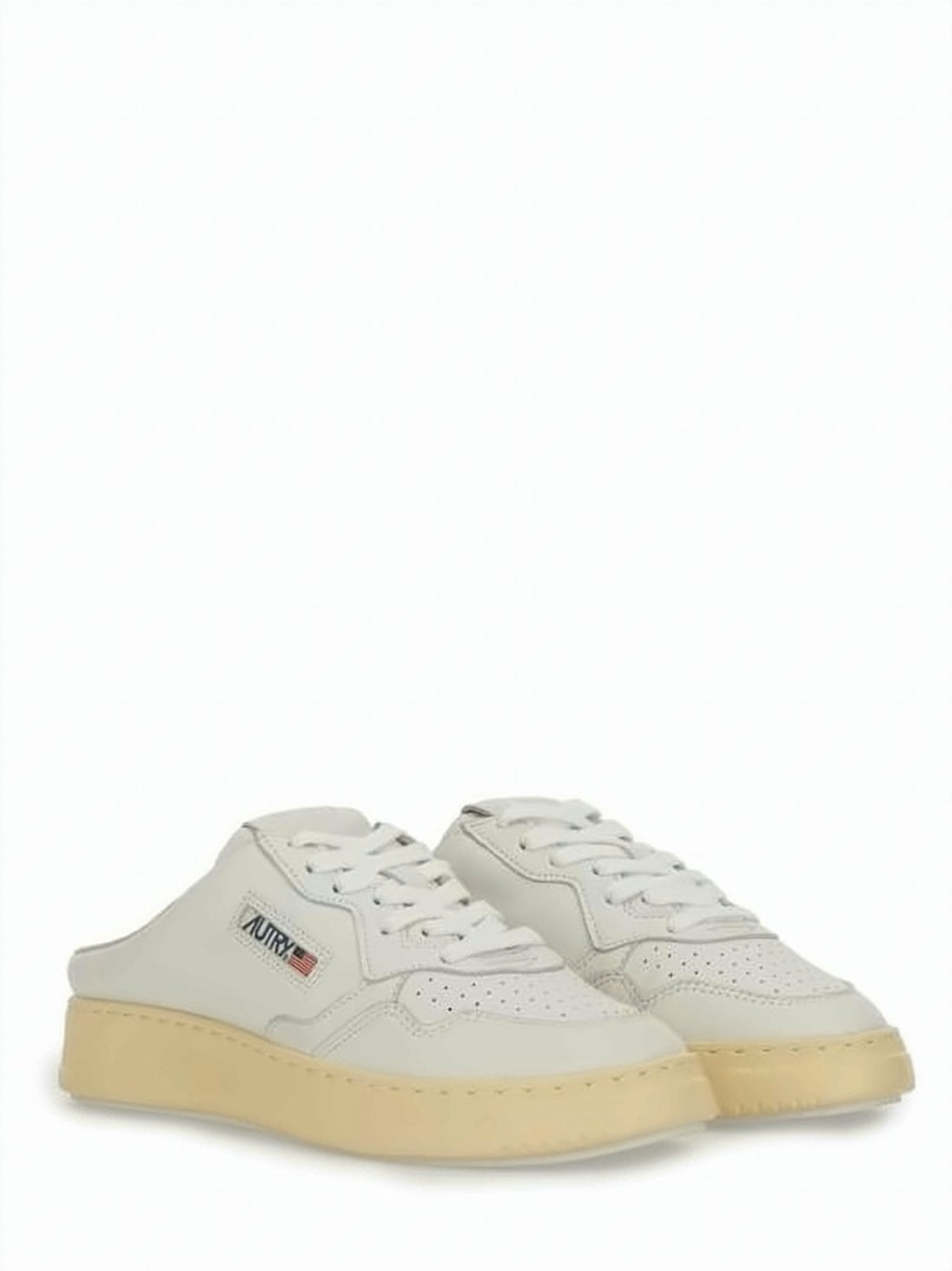 Napa Leather Mule-Sneakers with Perforated Toe