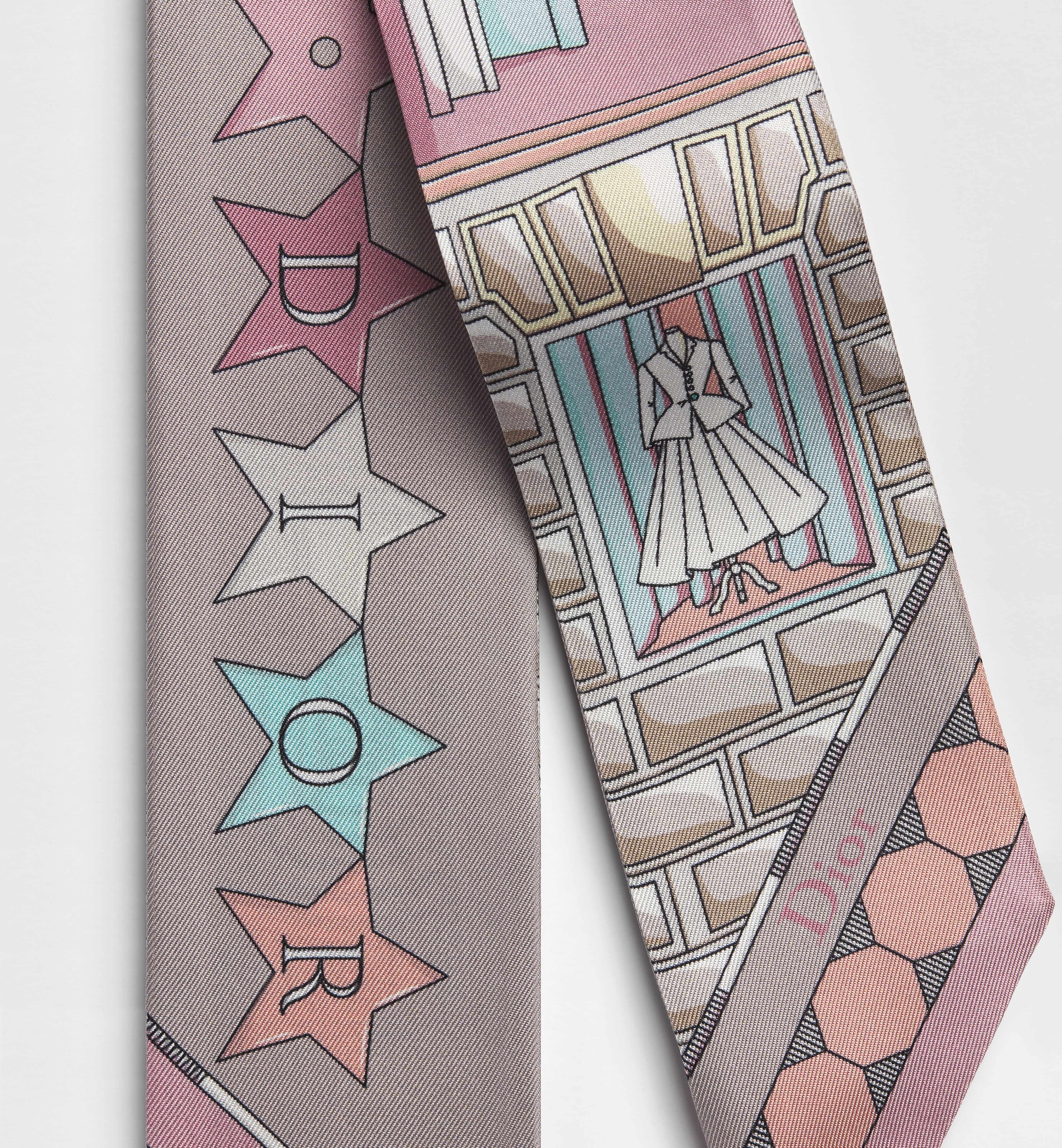 Pastel Pink Scarf With Artistic Star Illustrations