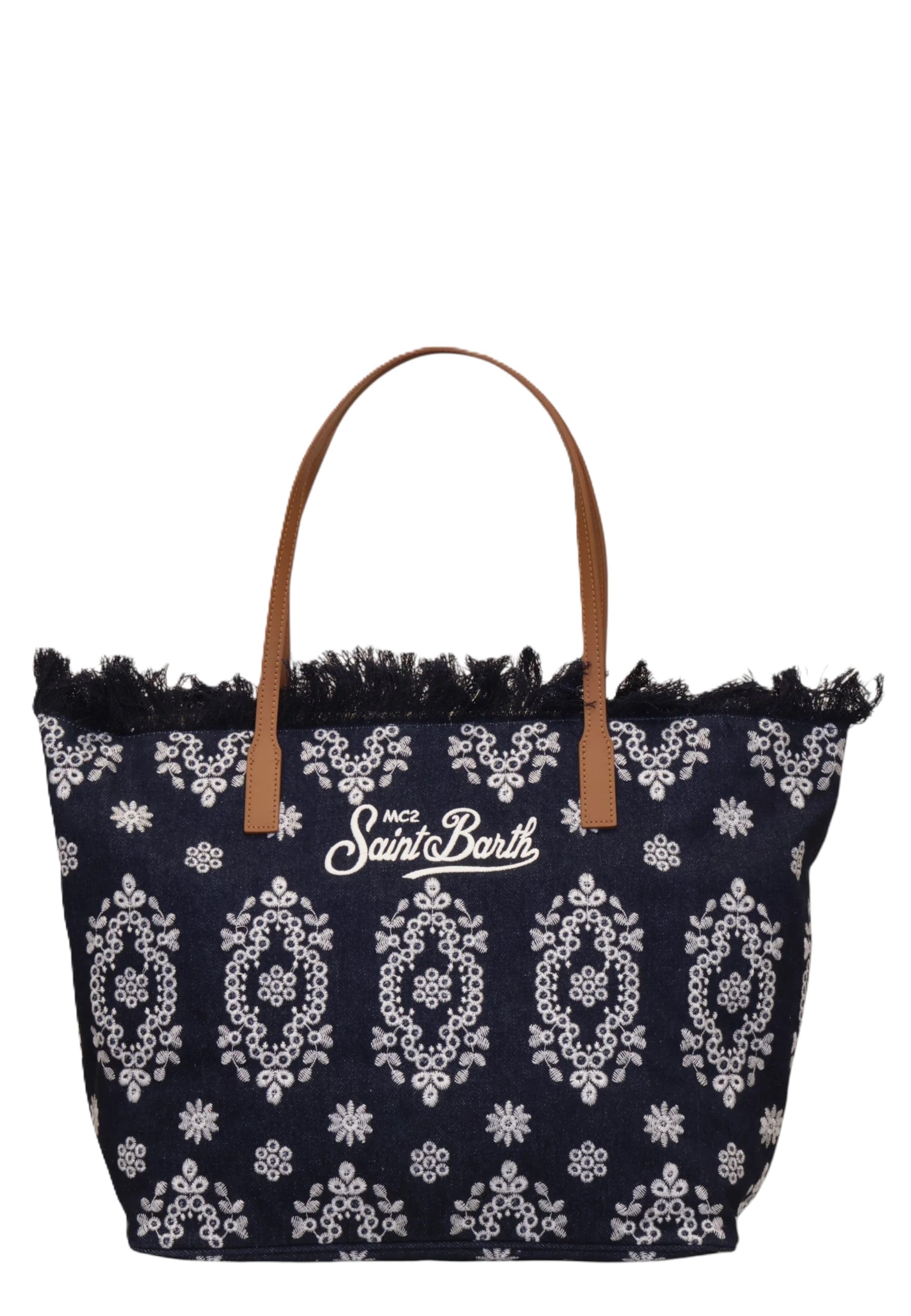 Large Tote Bag with Floral Embroidery
