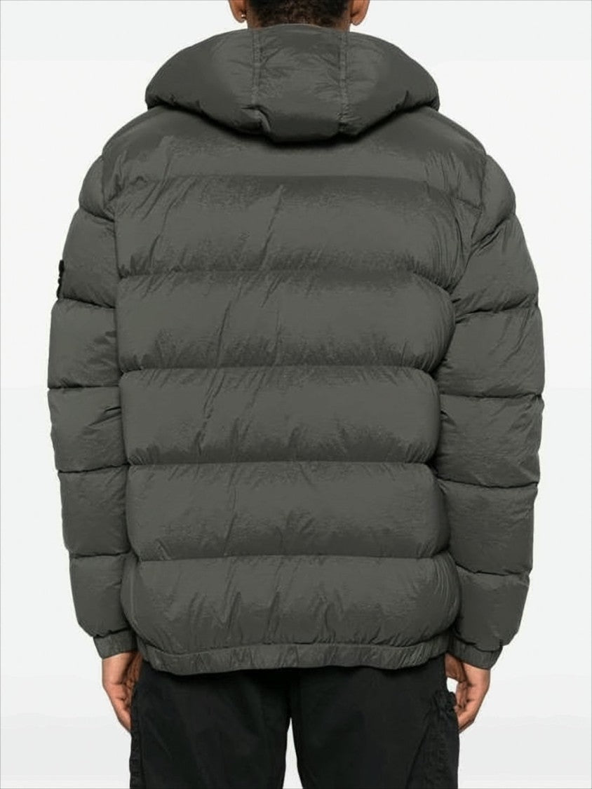 Quilted Hooded Down Jacket with Distinctive Patch Logo