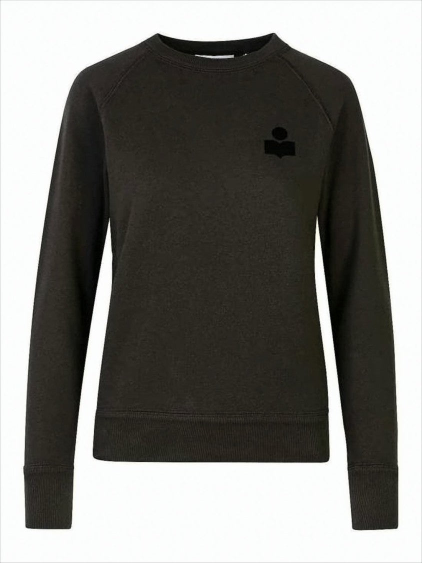 Long-Sleeve Black Sweatshirt with Crew Neckline