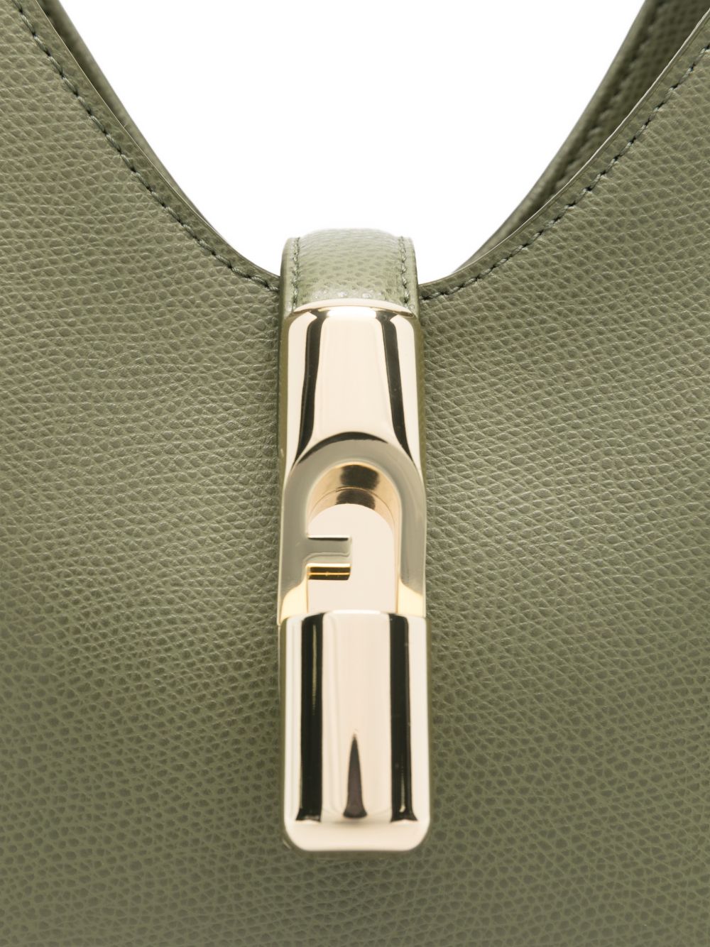 Textured Leather Handbag With Gold-Tone Clasp