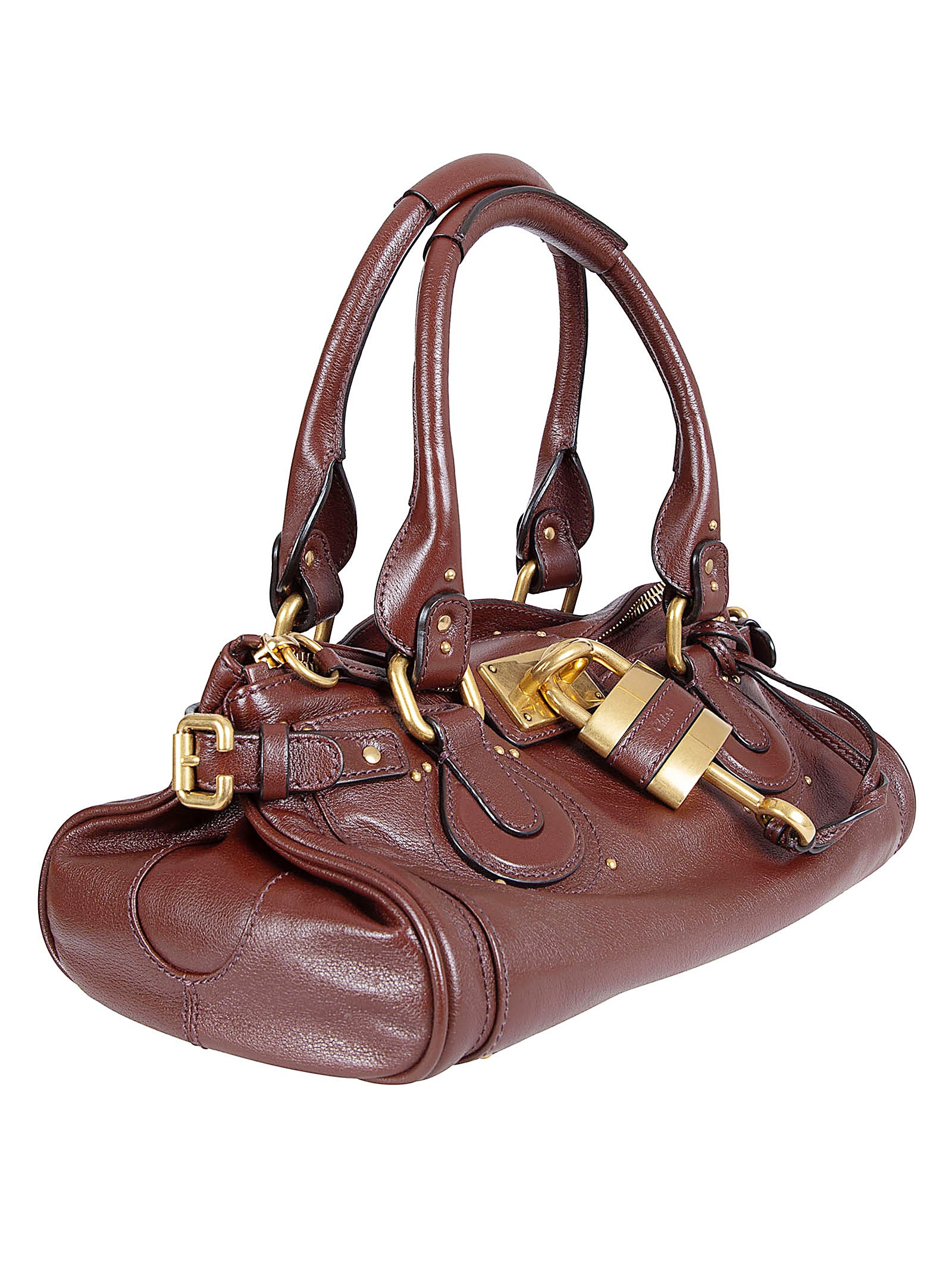 Structured Smooth Leather Handbag with Gold-Tone Hardware and Multiple Pockets