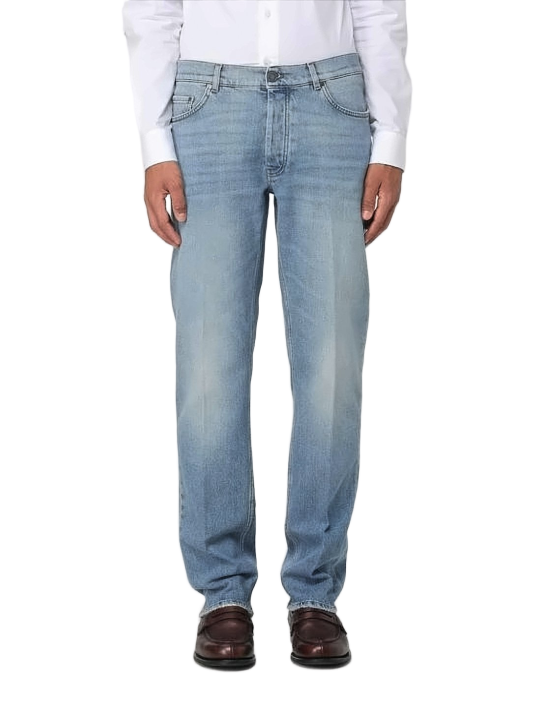 Classic Straight-Leg Denim Trousers with Light Wash