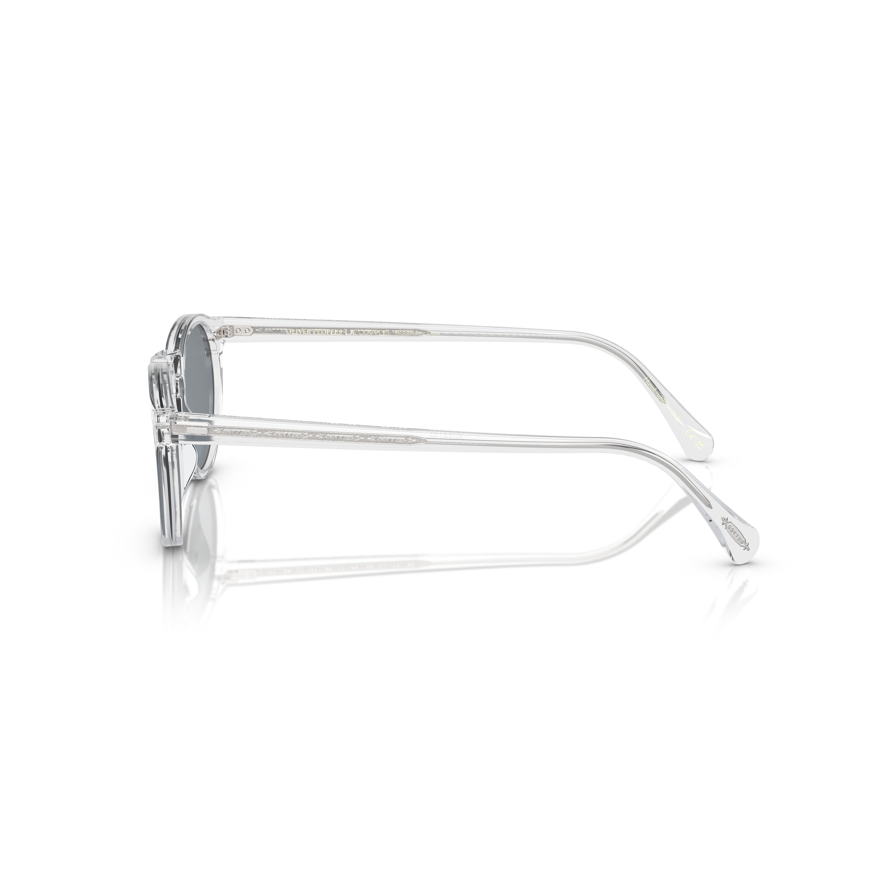 0ov5217s Transparent Acetate Round Sunglasses with Dark Lenses
