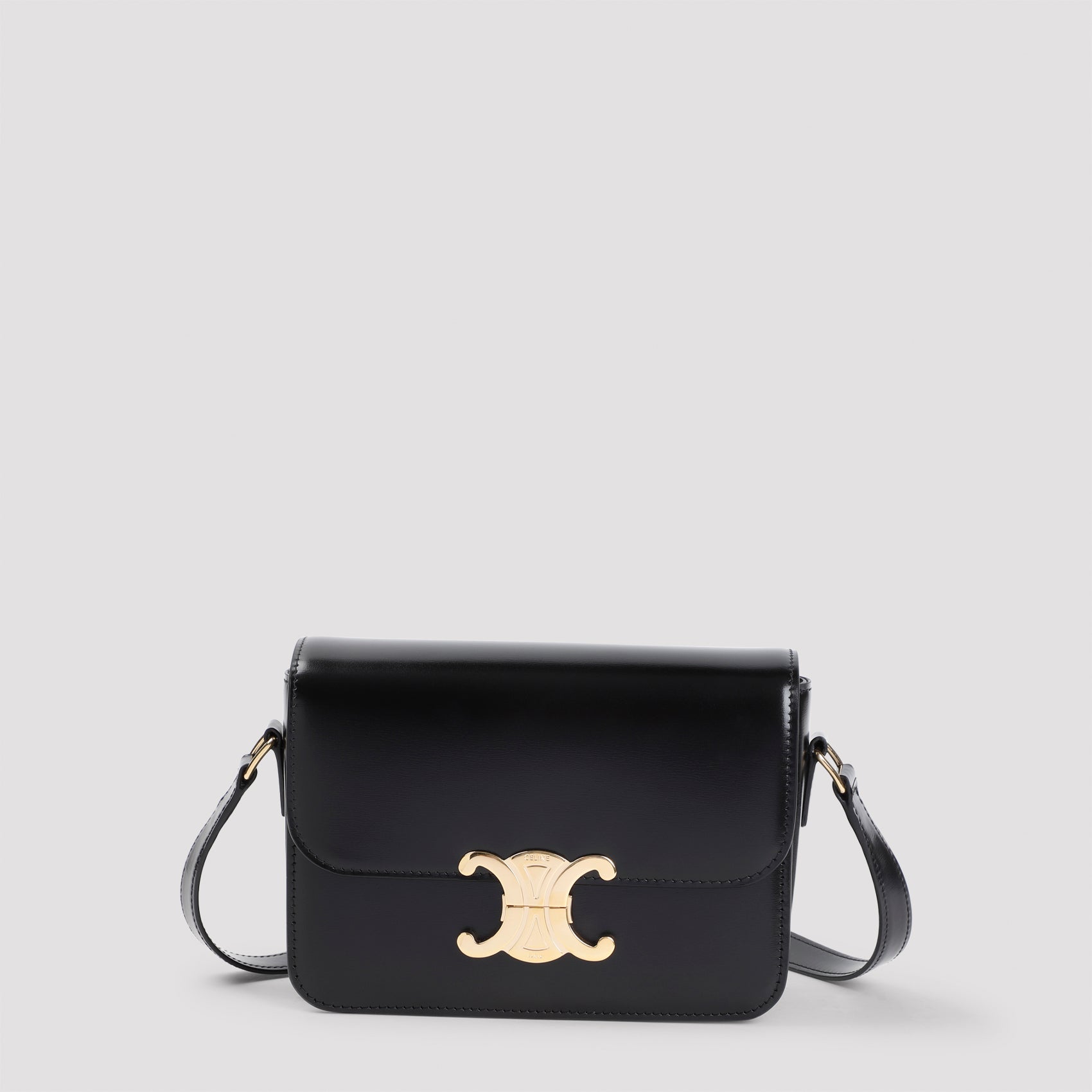 Structured Black Calfskin Shoulder Bag