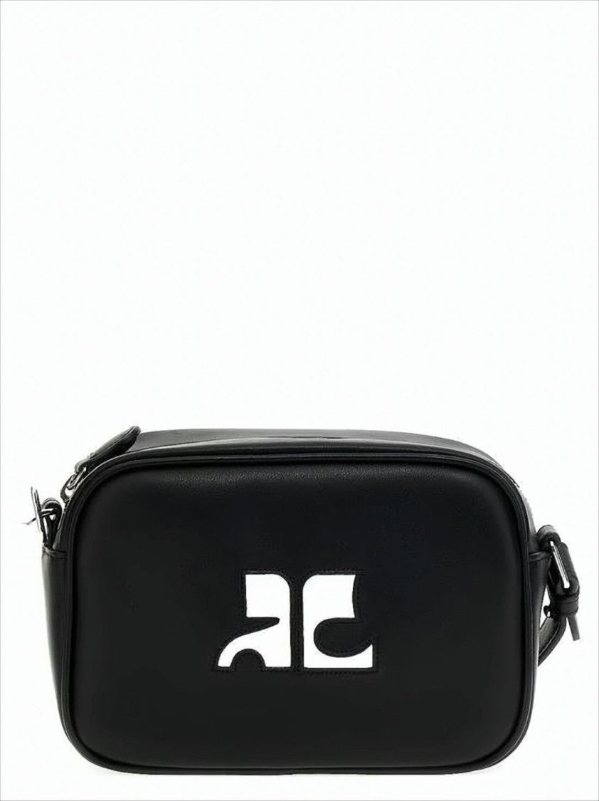 Smooth Leather Crossbody Bag with Prominent Logo