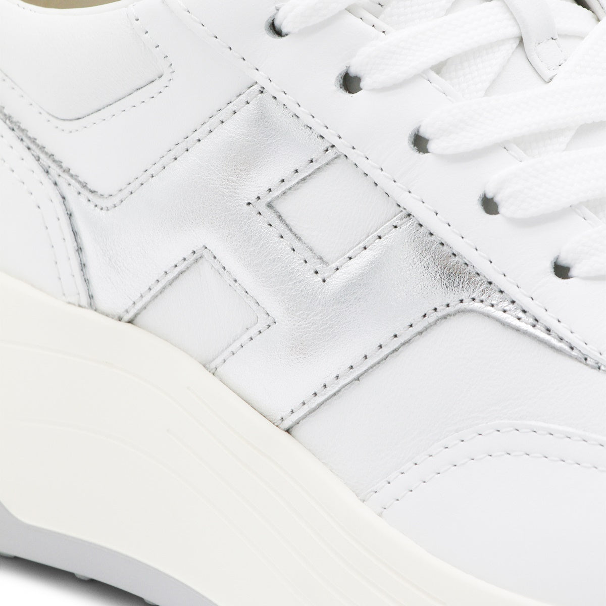 White And Silver Leather Sneakers