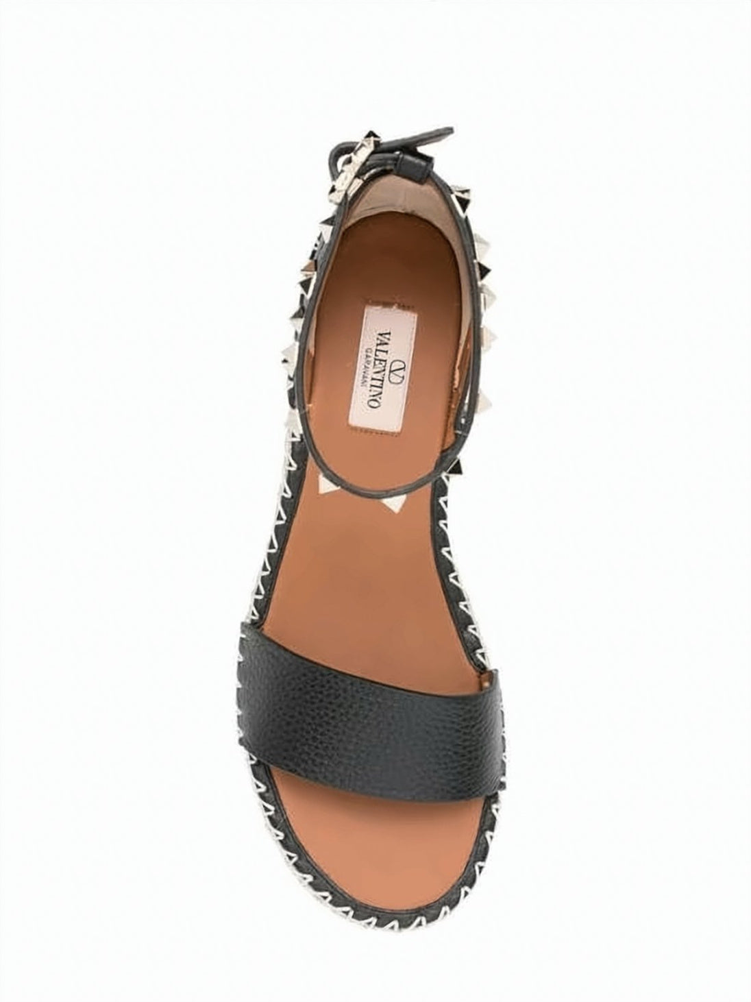 Black Textured Leather Sandals