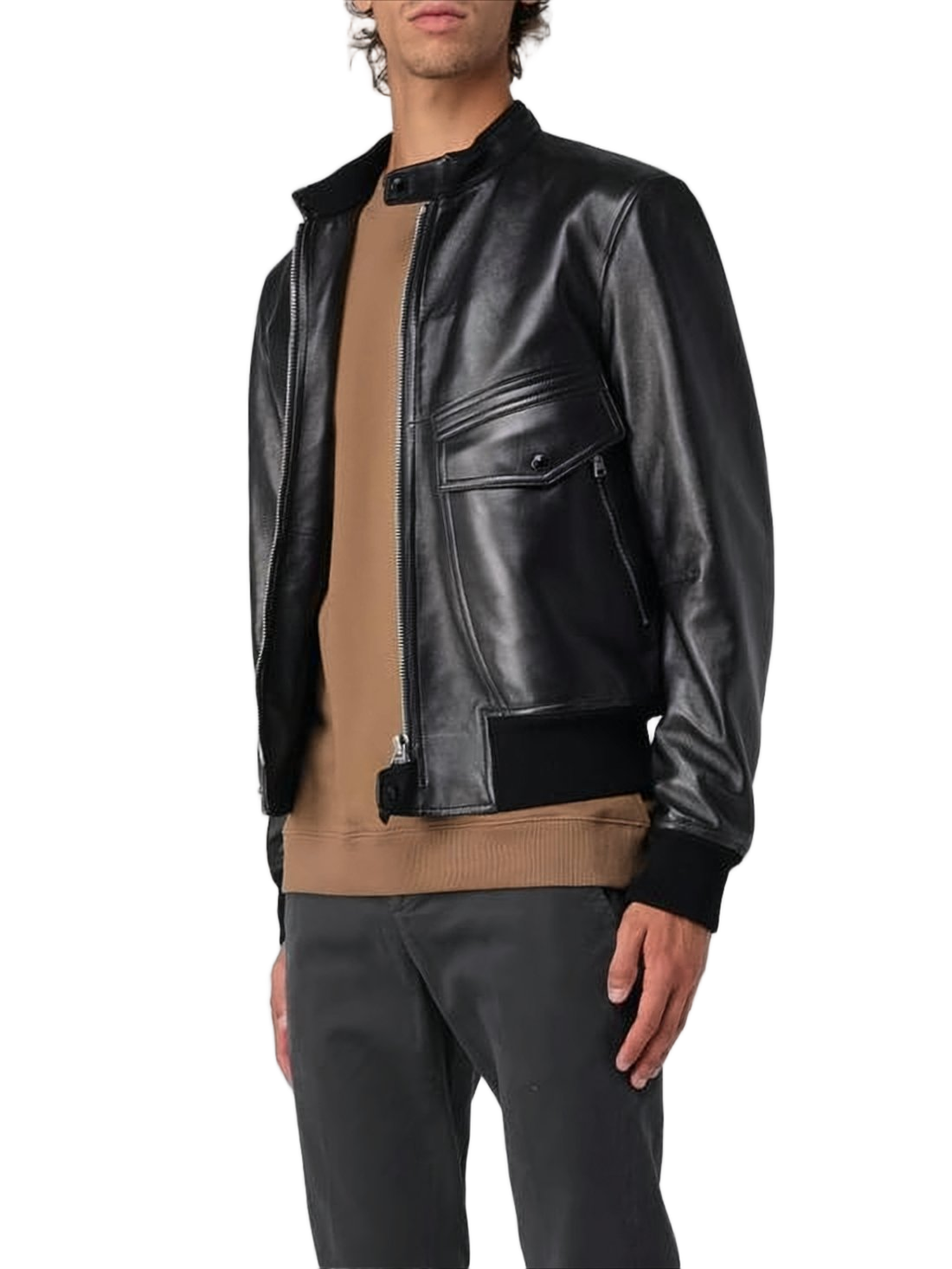 Smooth Lambskin Leather Jacket with Minimalist Design