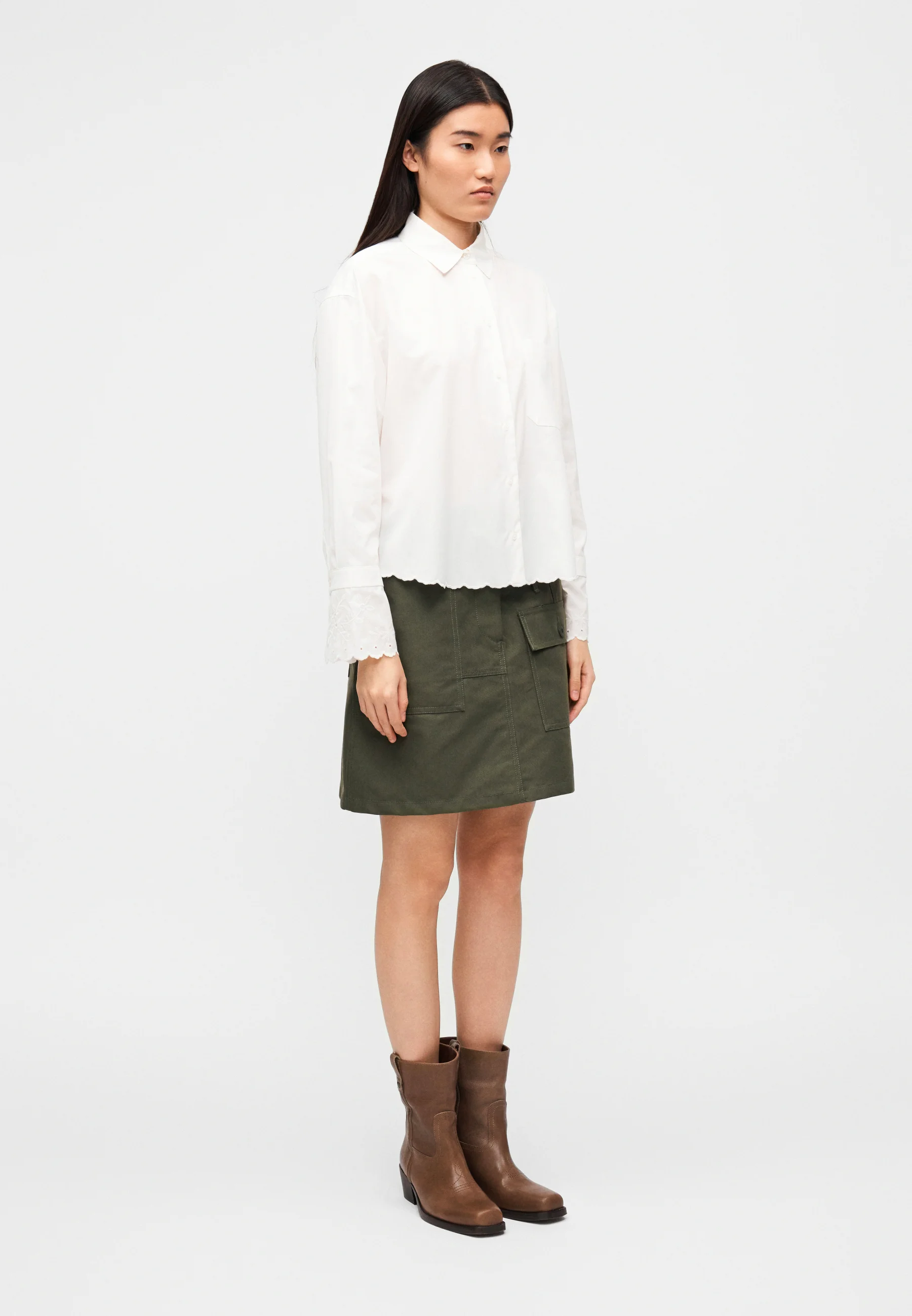 Ivory White Cotton Blend Shirt