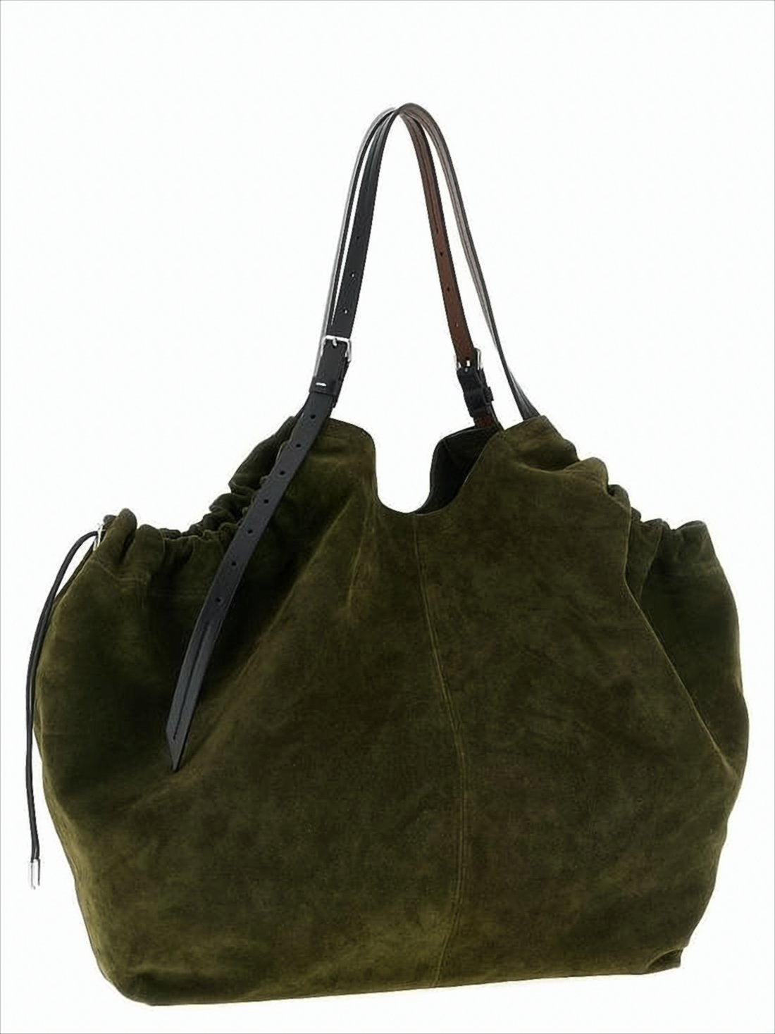 Spacious Green Suede Shoulder Bag