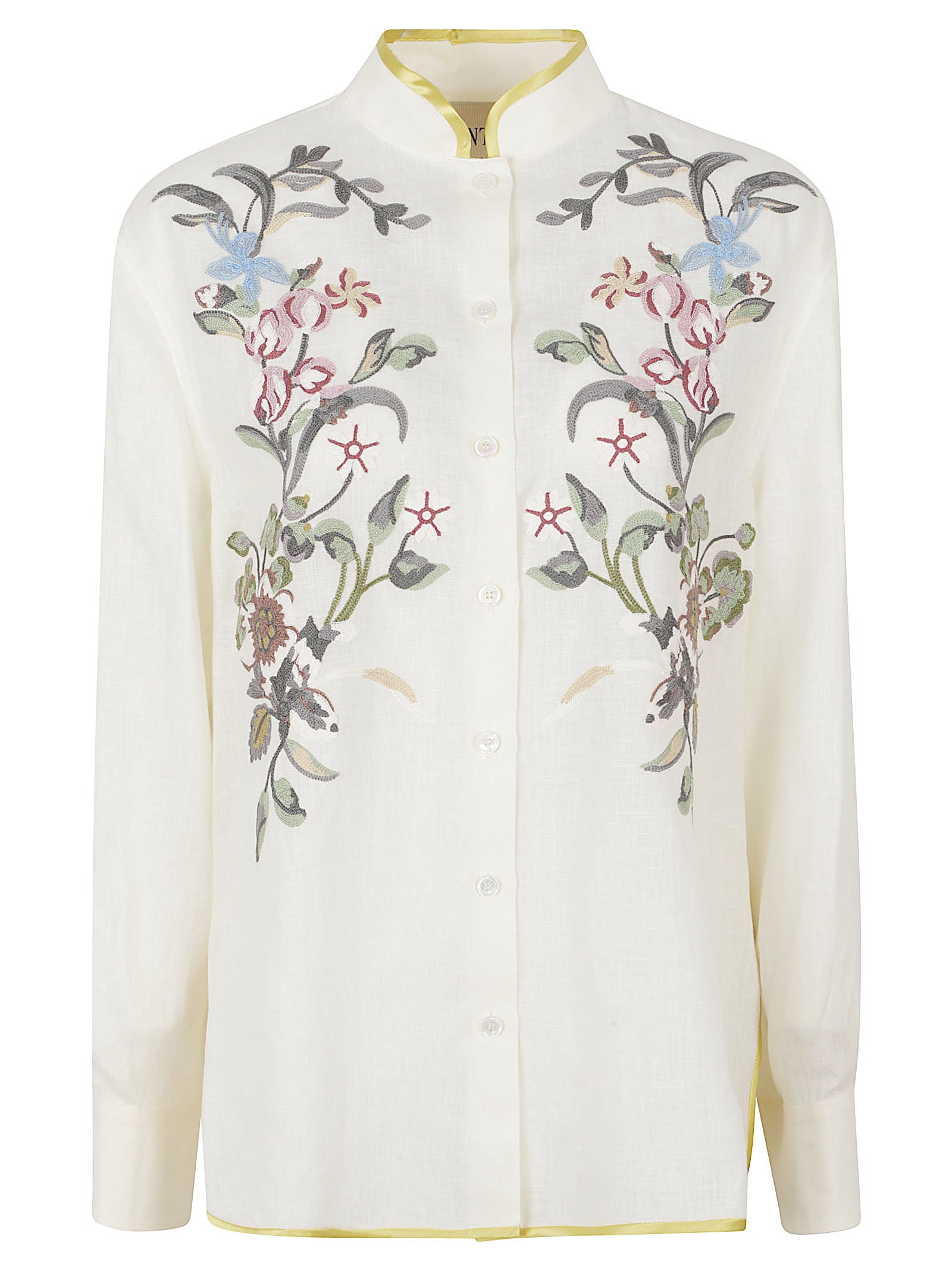 Floral Embroidered Linen Shirt
