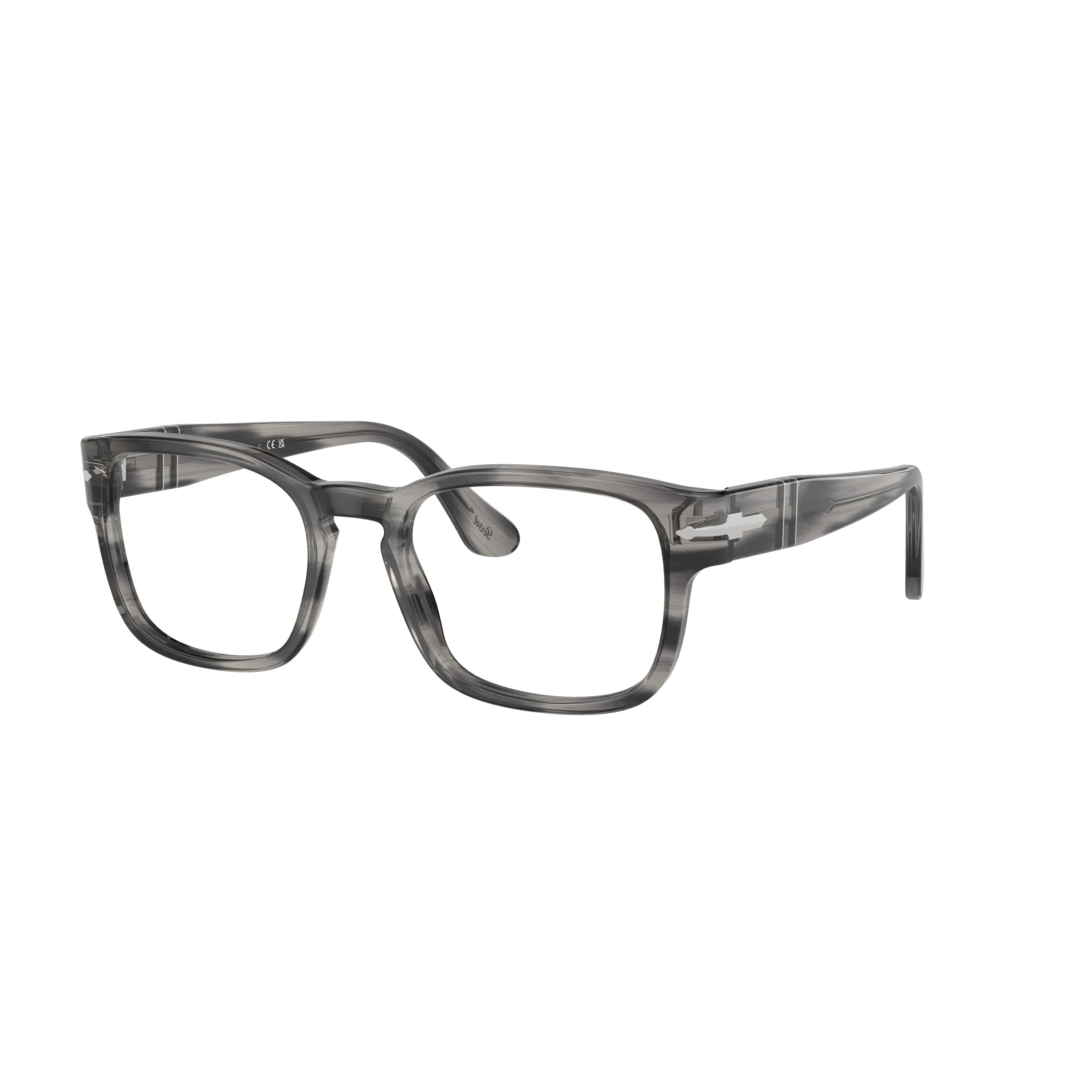 0po3334v Translucent Acetate Rectangular Eyeglasses with Metallic Details