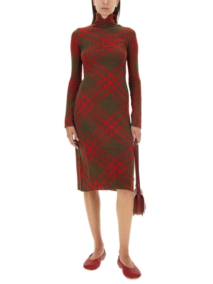 Plaid Wool Blend Midi Dress