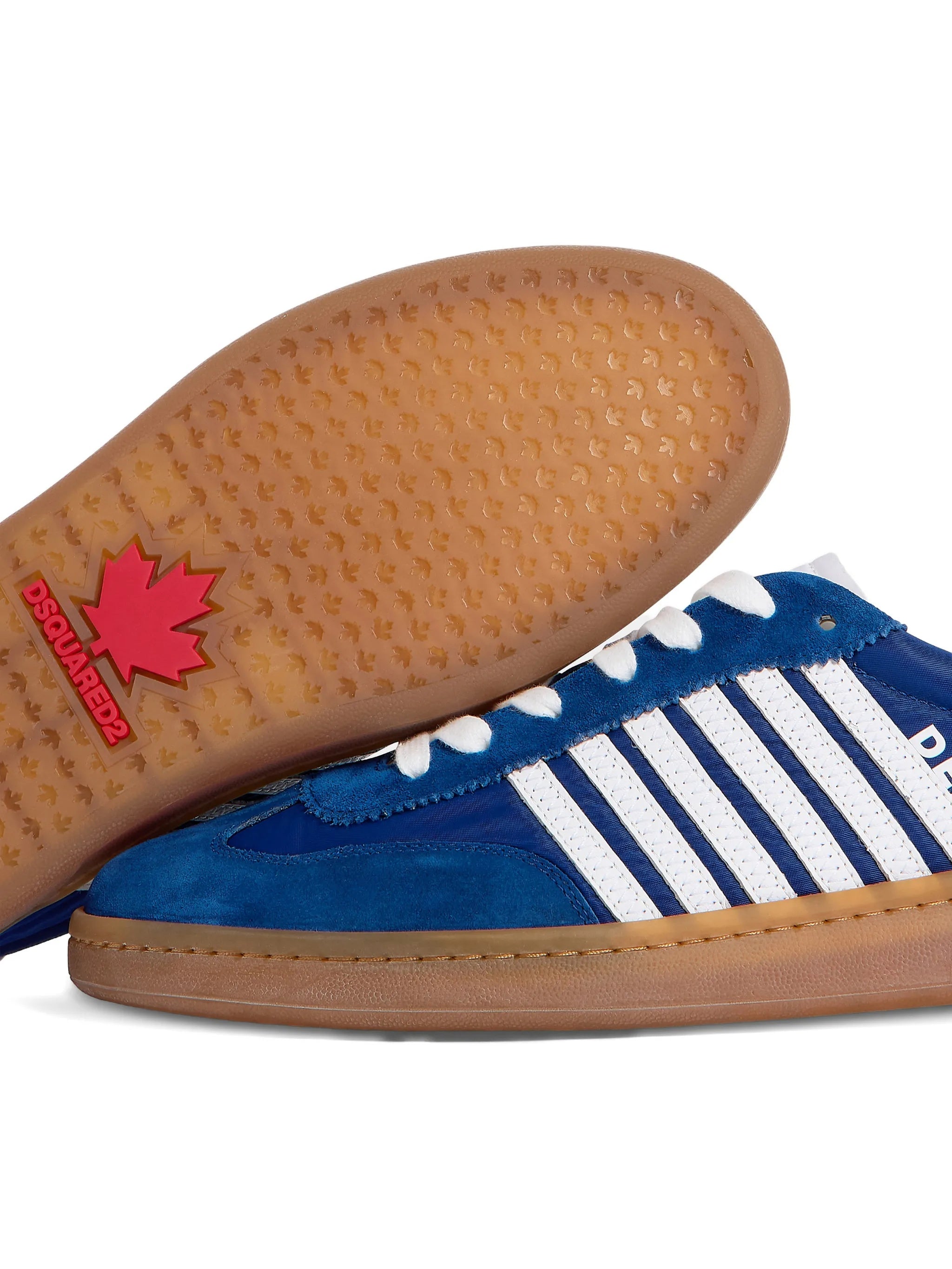Blue Nylon White Stripe Running Sneakers
