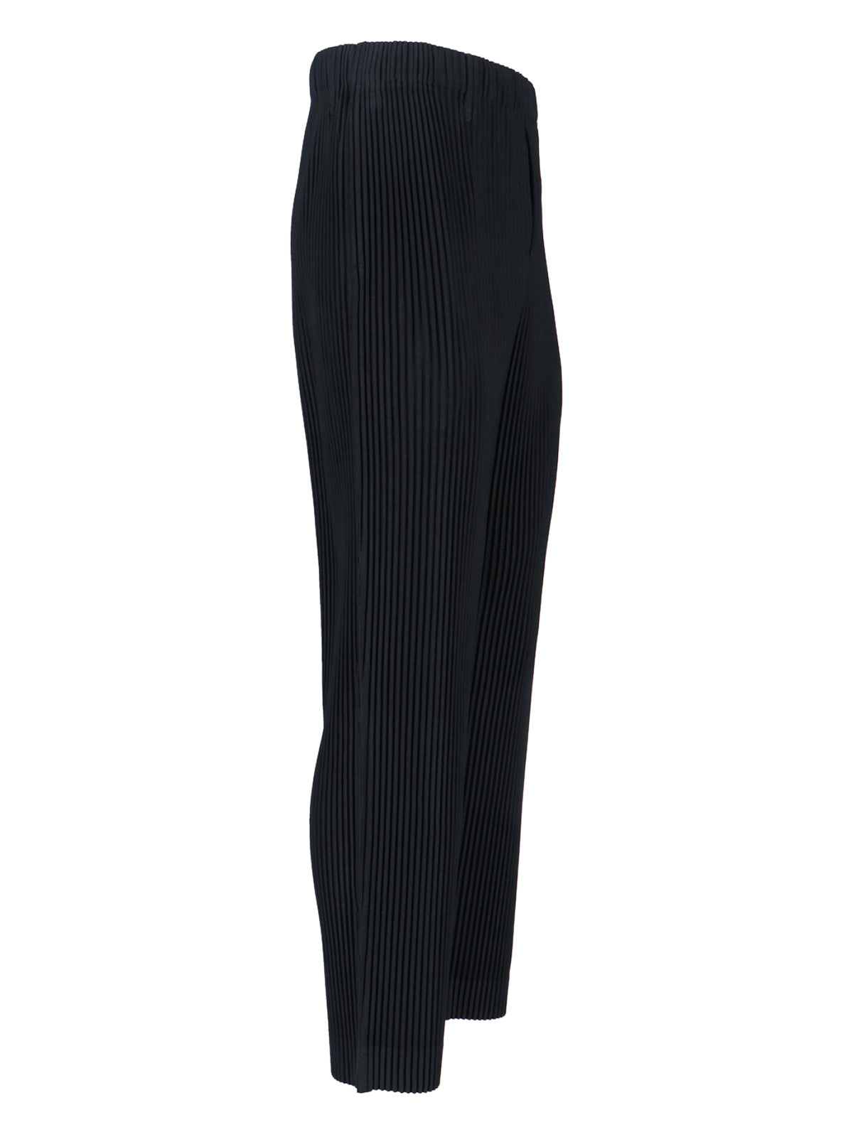 Pleated Black Trousers with Elastic Waistband