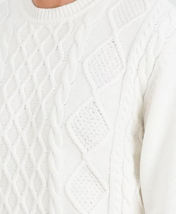 Three-Dimensional Textured Crew-Neck Sweater
