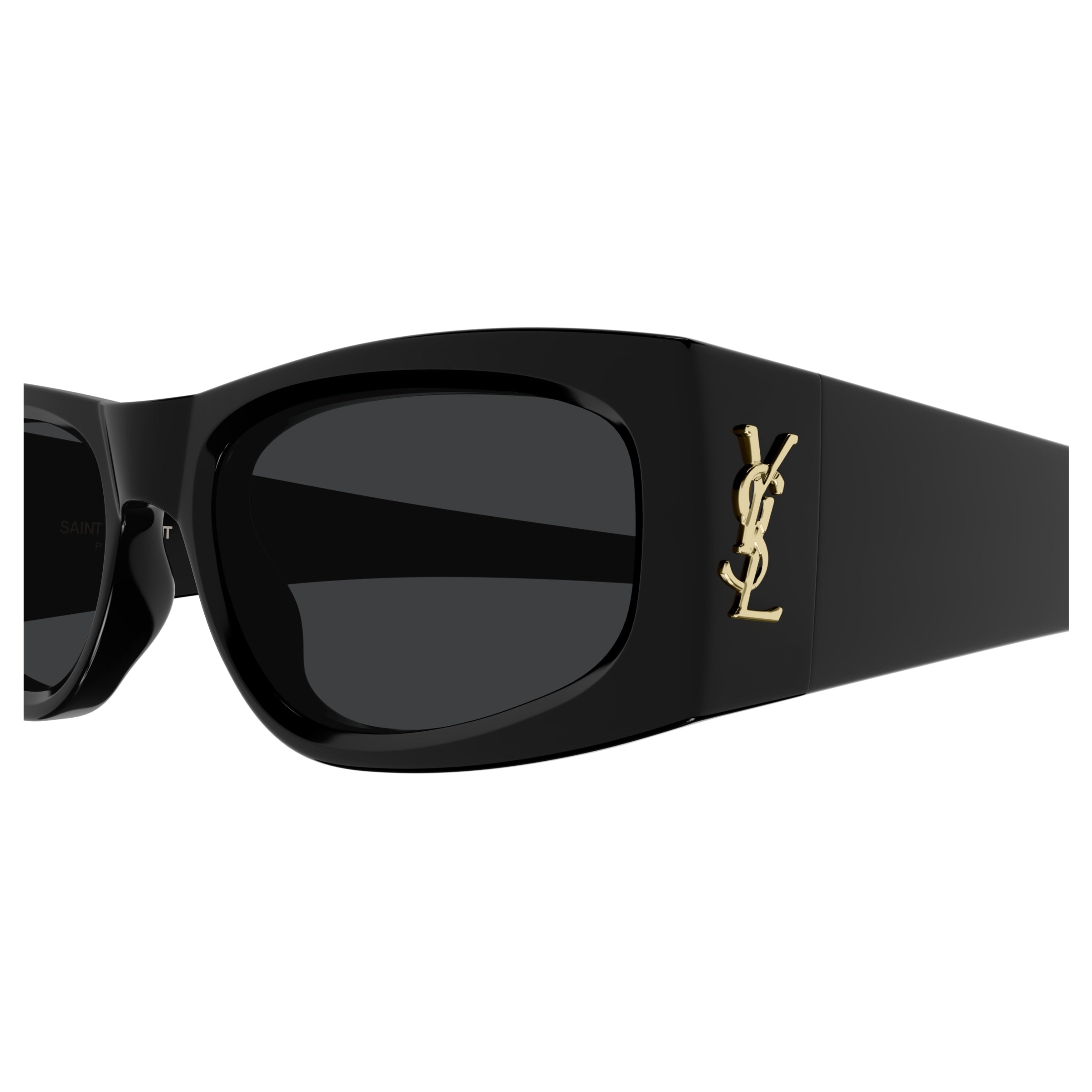 Rectangular Black Recycled Acetate Sunglasses with Gold-tone Logo