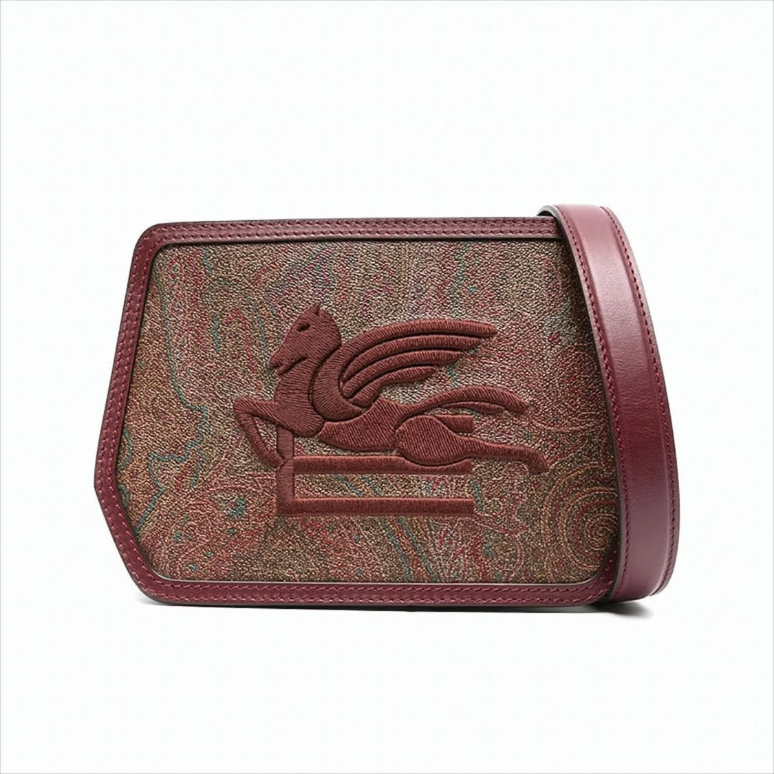 Textured Burgundy Paisley Crossbody Bag
