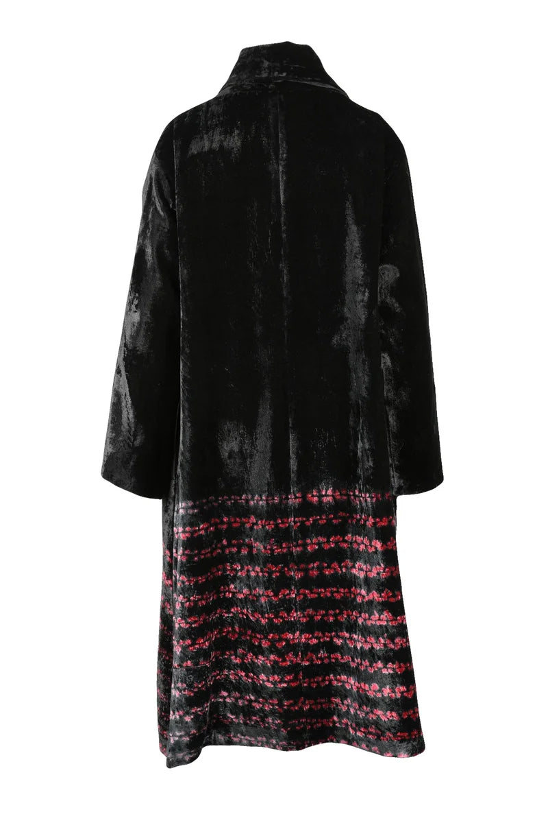 Silk Velvet Overcoat - Black