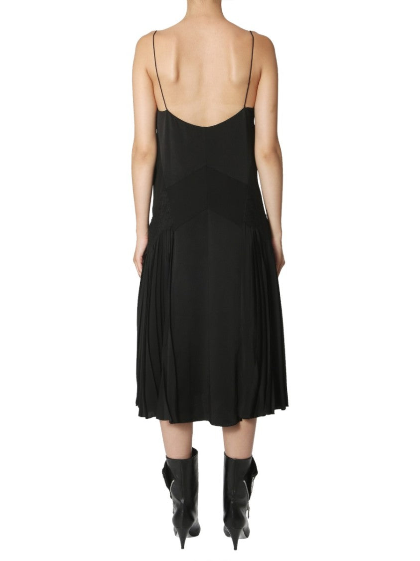 Midi Dress With Velvet Neck Detail