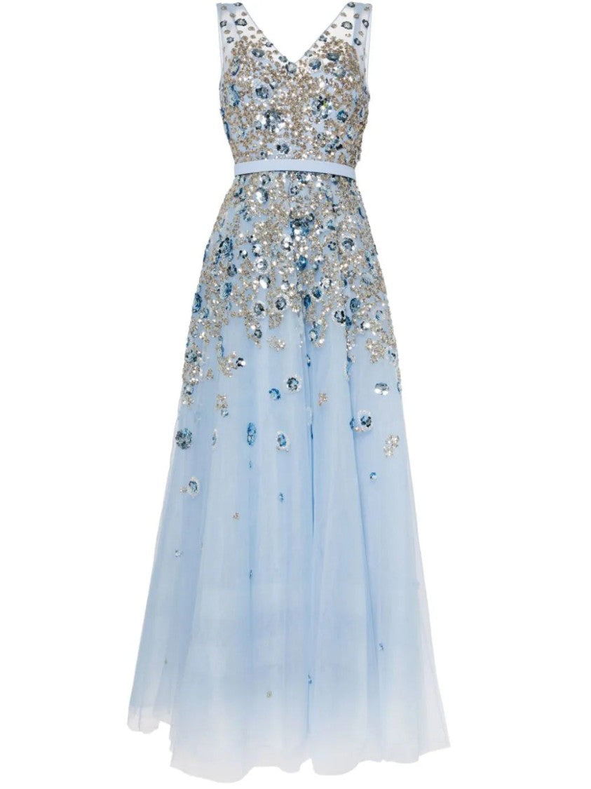 Tulle, Ankle Length Dress With Dotted Beading