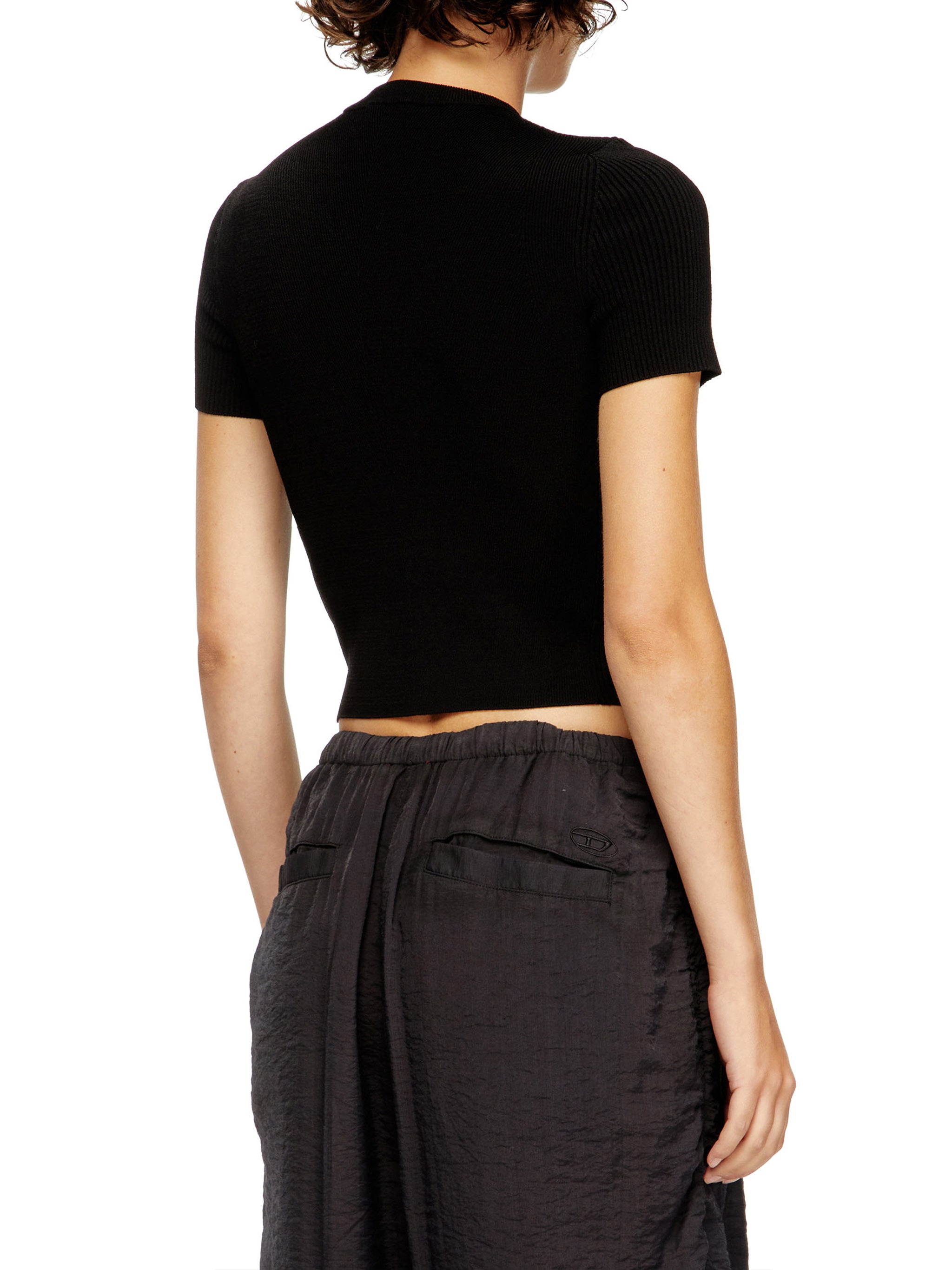 Black M-Valari-Ss Fitted Ribbed Top