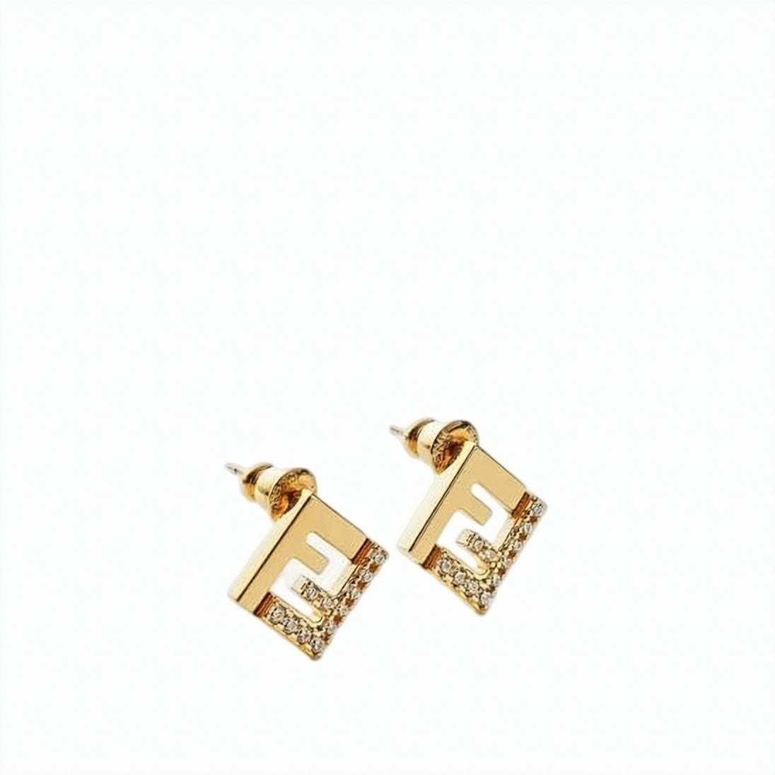Geometric Gold Earrings with Crystal Accents