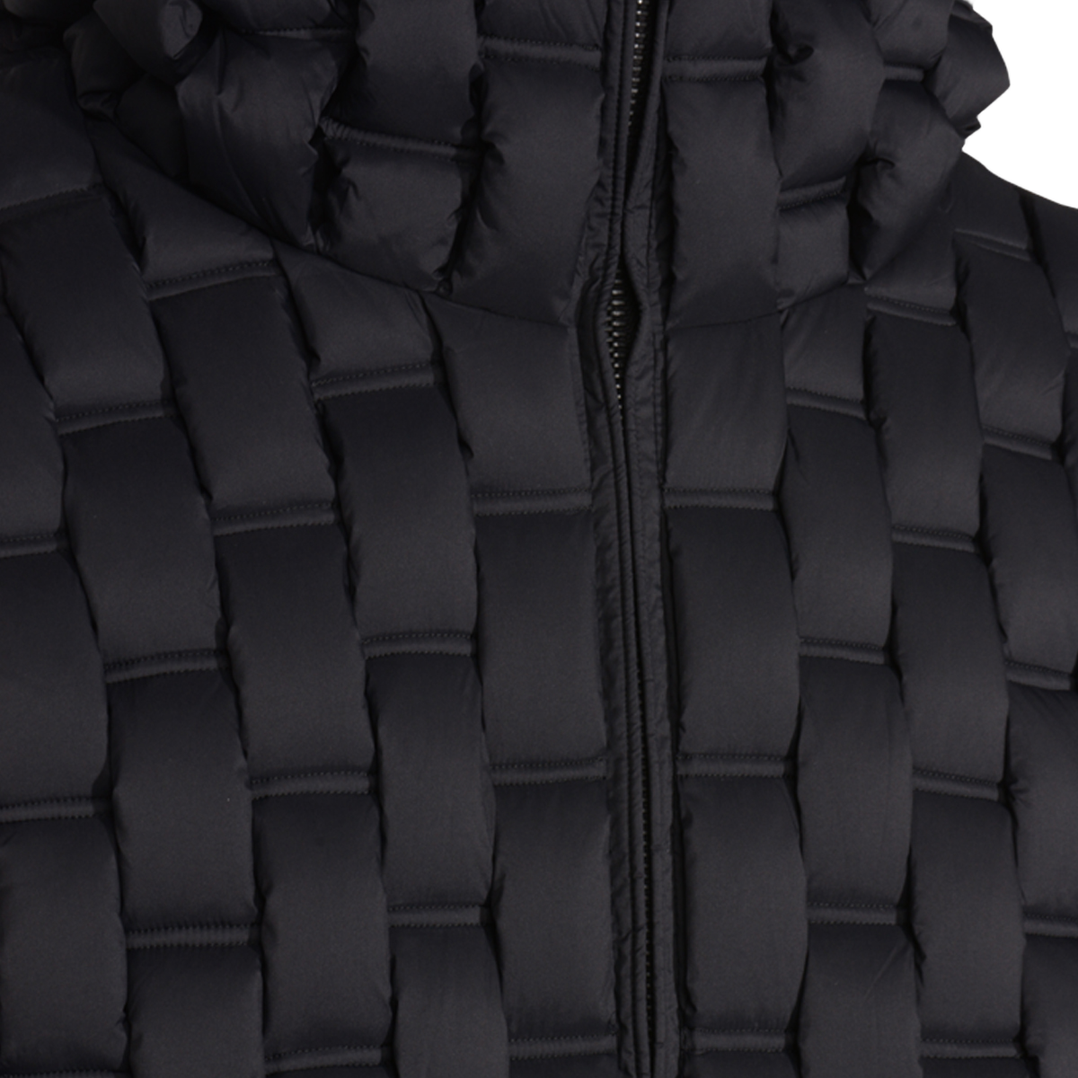 Quilted Black Coat with High Collar