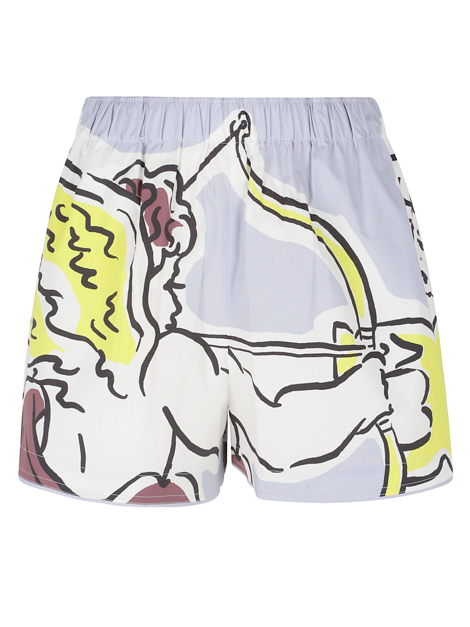 Cherub-Print Cotton Shorts With Relaxed Fit