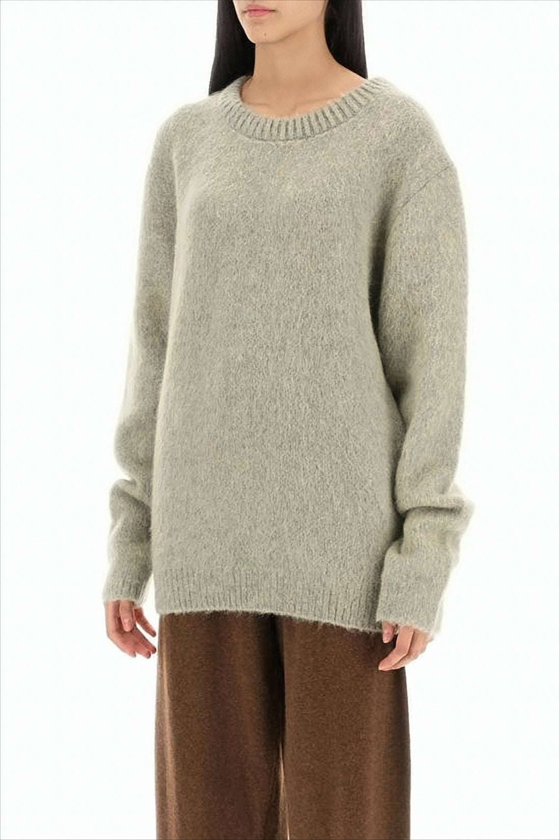 Soft Plush Sweater with Ribbed Neckline and Relaxed Fit