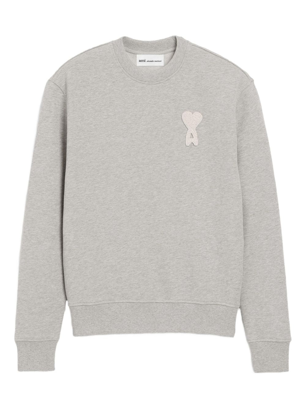 Grey Crochet Patch Tonal Embroidery Sweatshirt