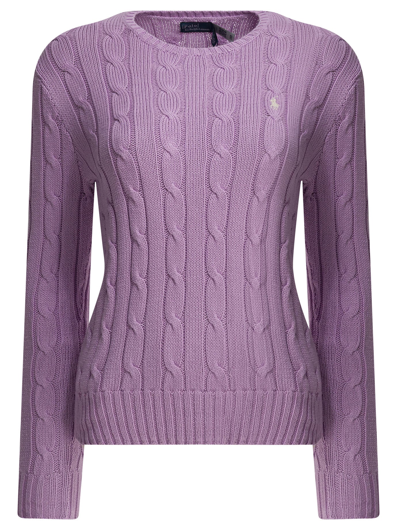 Cable Knit Sweater with Classic Details and Embroidered Logo