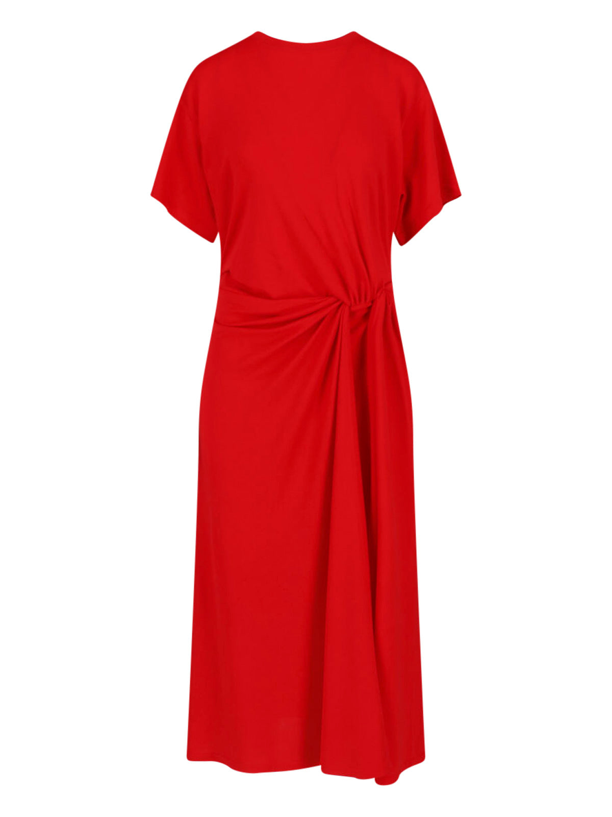 Red Gathered Detail Side Midi Dress