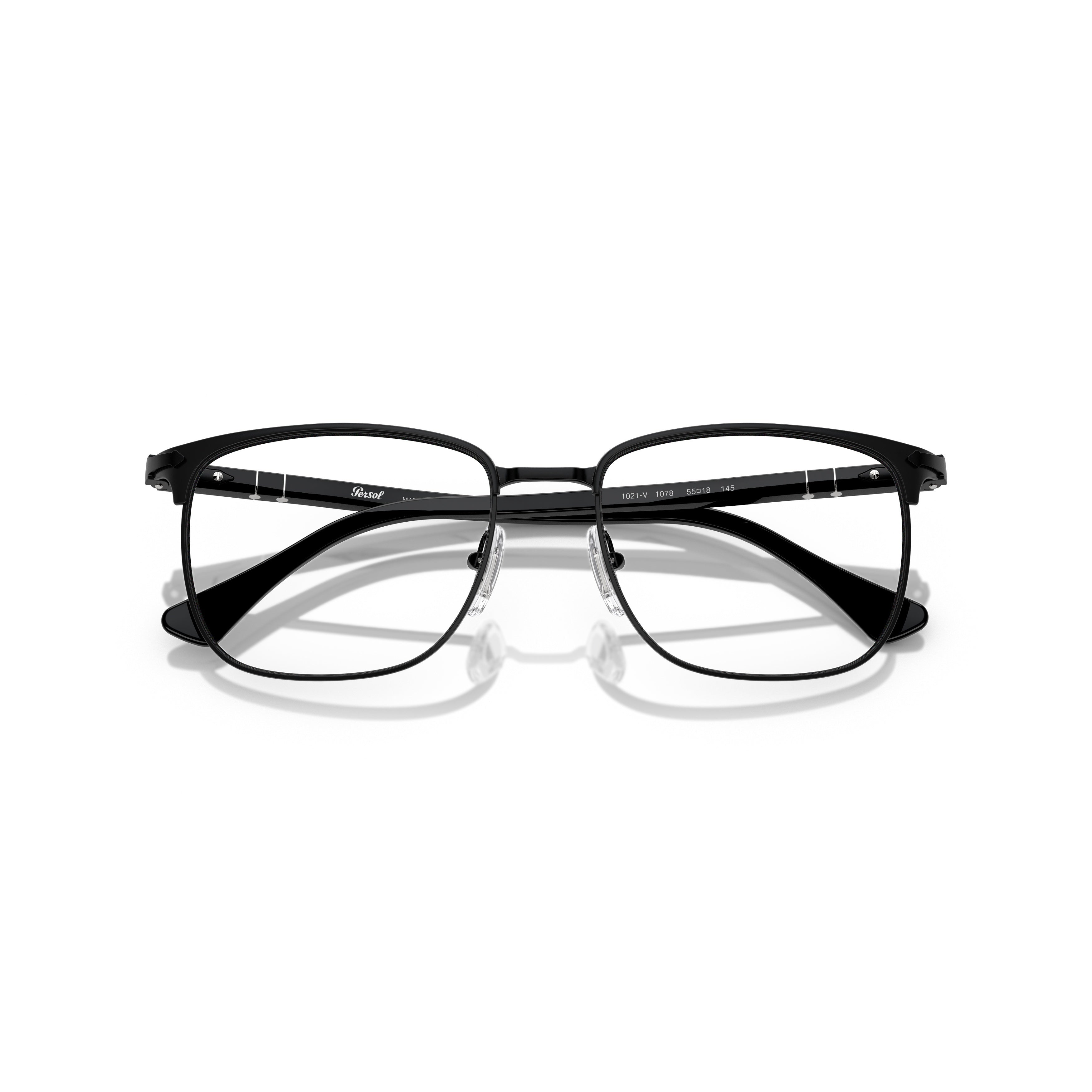 0po1021v Rectangular Metal Frame Eyeglasses with Subtle Silver Accents